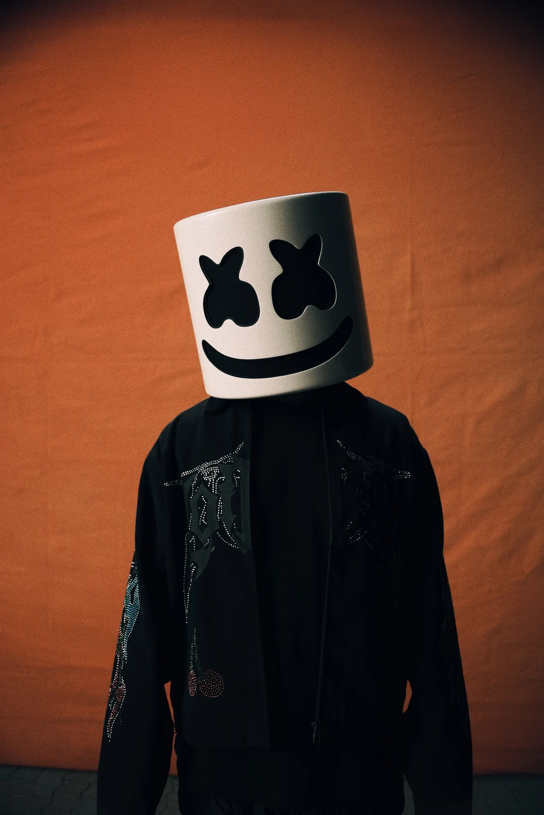 Marshmello in a black jacket